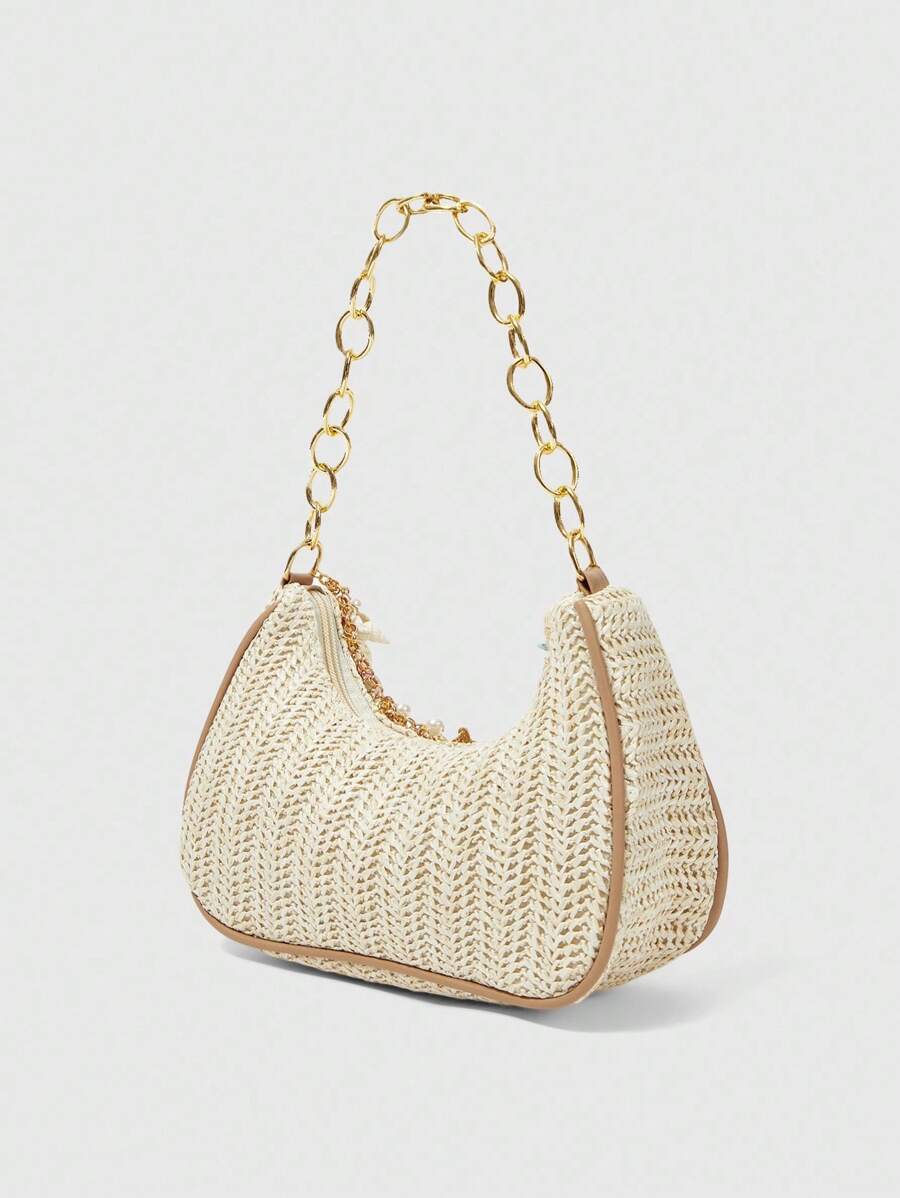 ROMWE Fairycore Summer Beach Starfish Series Woven Shoulder Bag