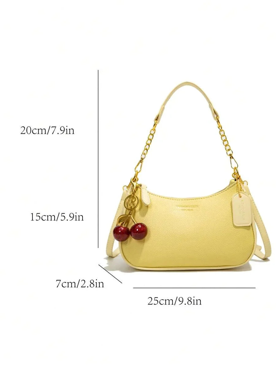 White Ladies' Shoulder Bag Made Of PU Material