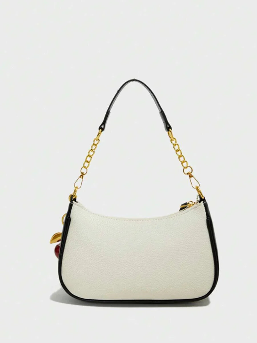 White Ladies' Shoulder Bag Made Of PU Material