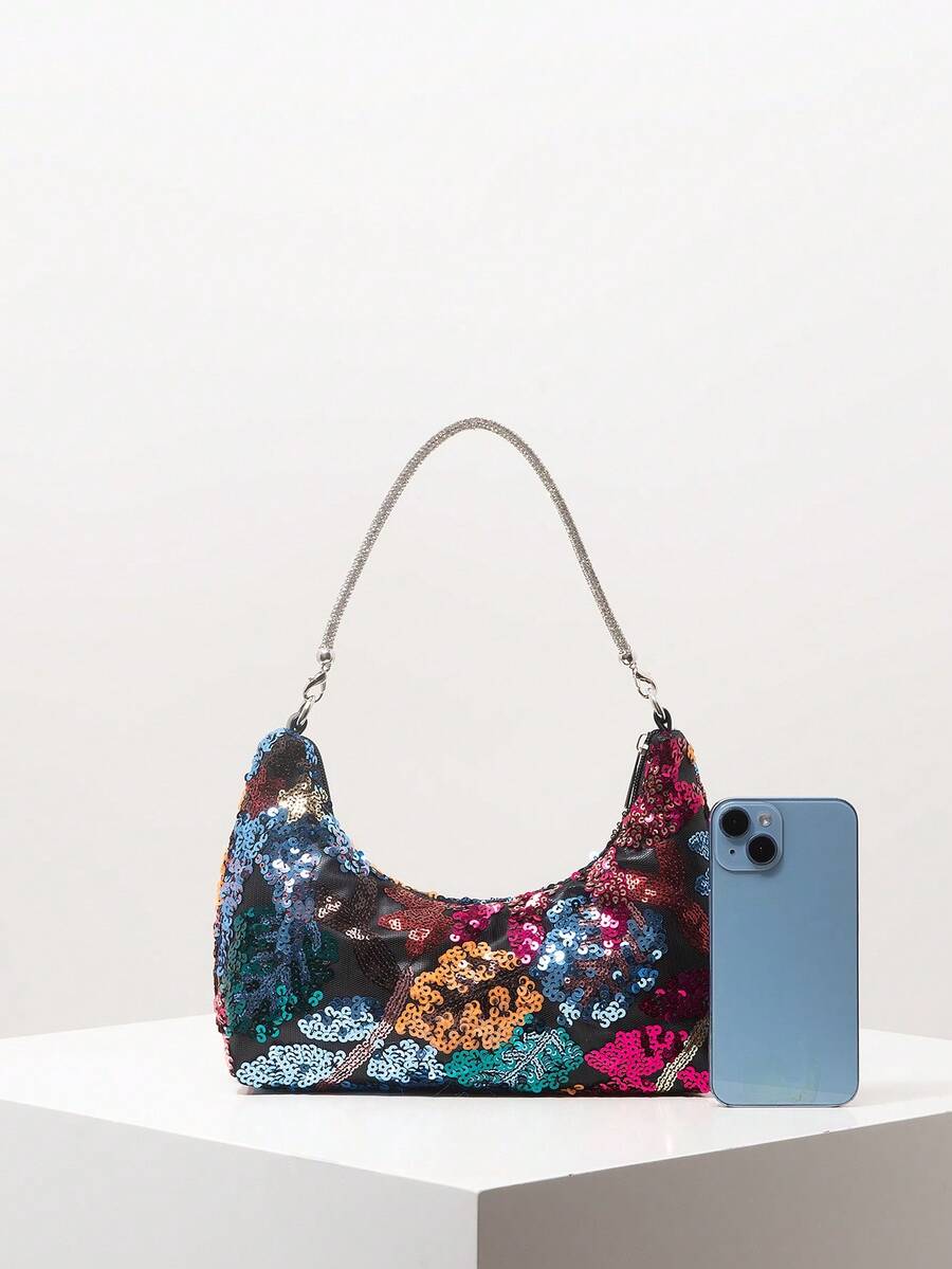 Random Pattern Shoulder Bag, Sequin Bag