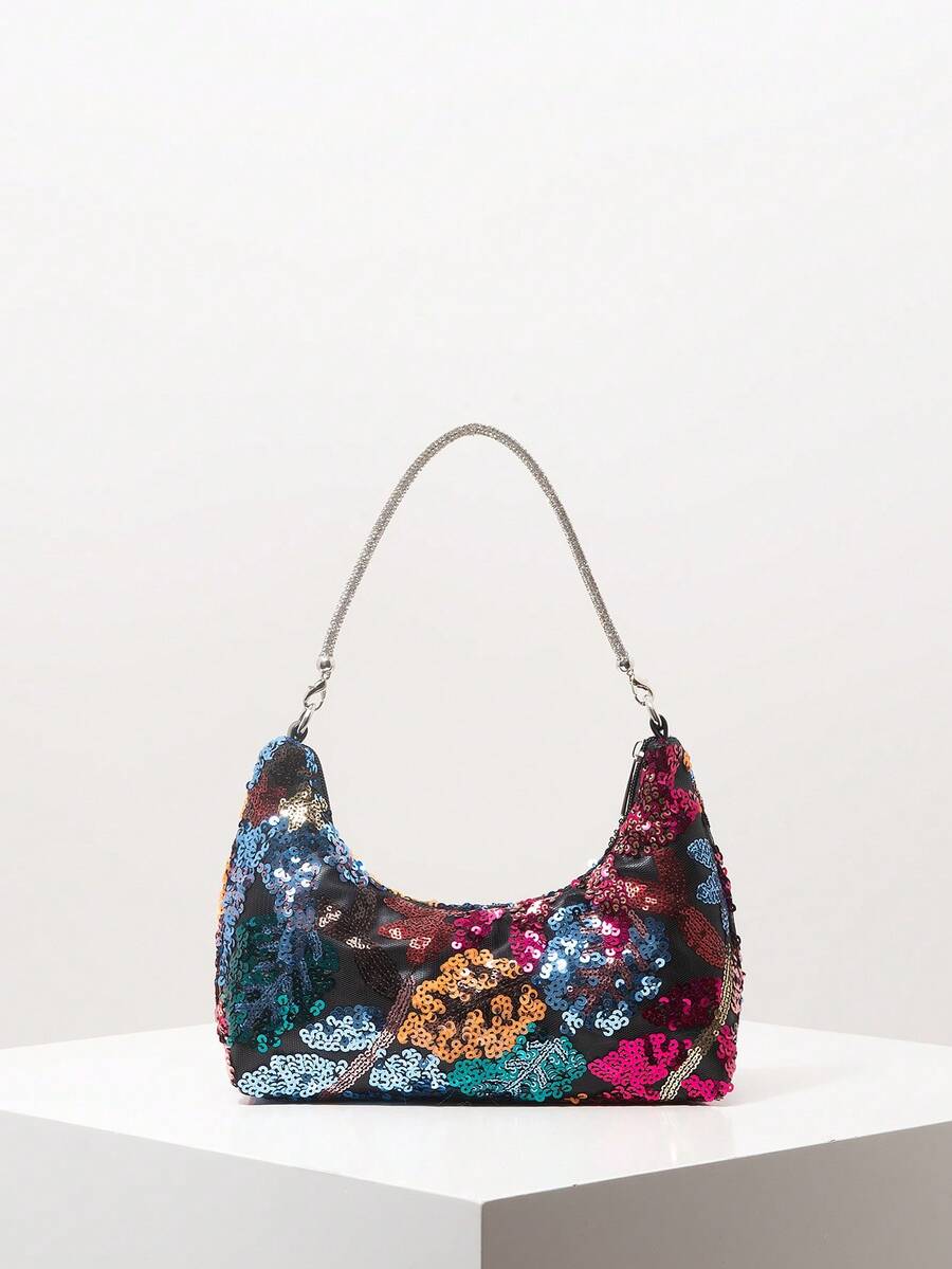 Random Pattern Shoulder Bag, Sequin Bag