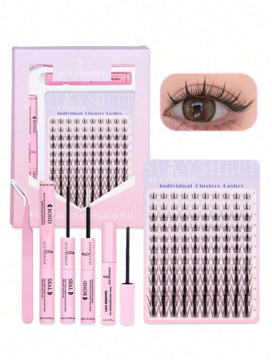 SEXYSHEEP 140pcs D-Curl Fluffy False Eyelashes Mixed Set