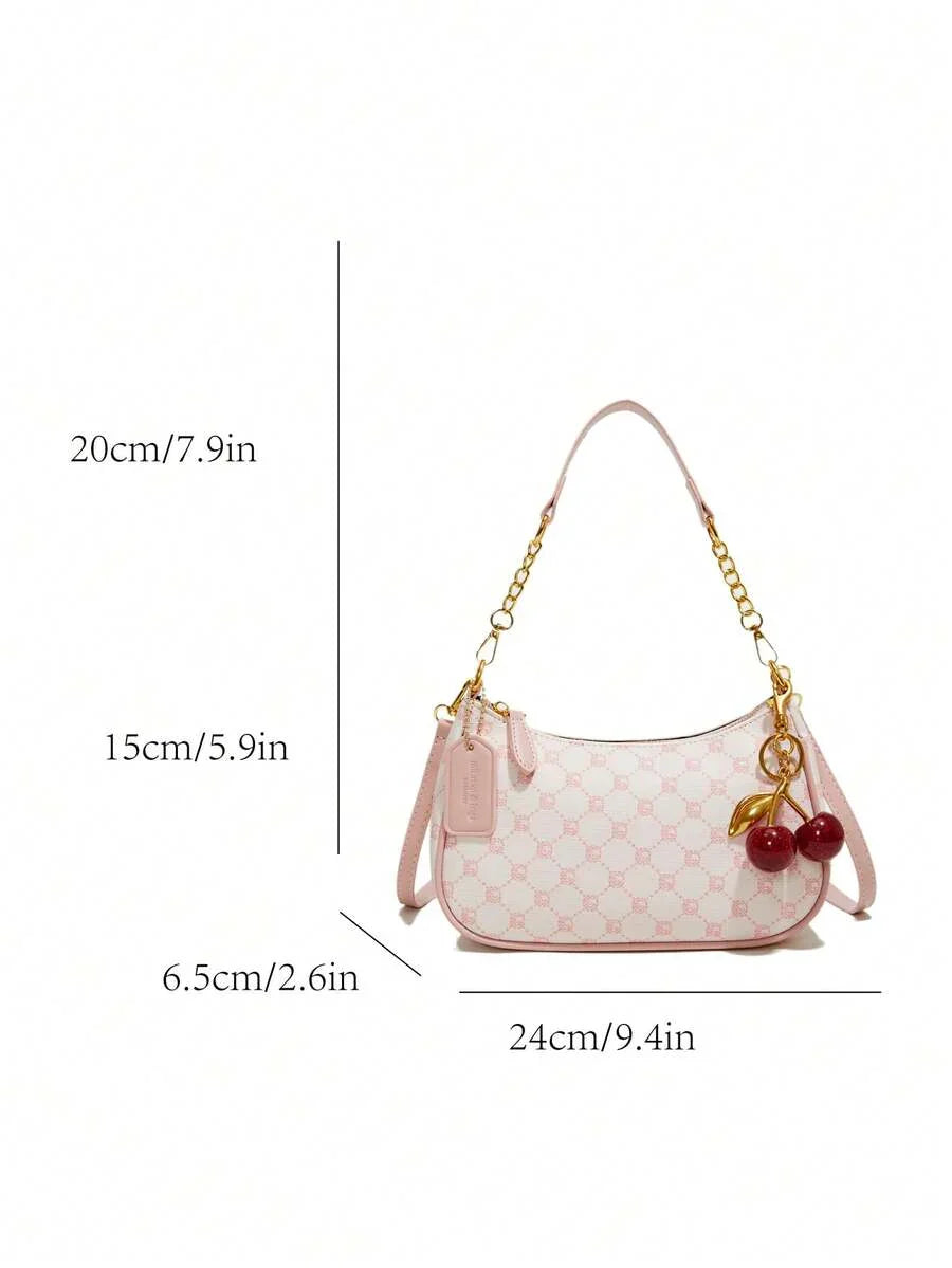 White Ladies' Shoulder Bag Made Of PU Material