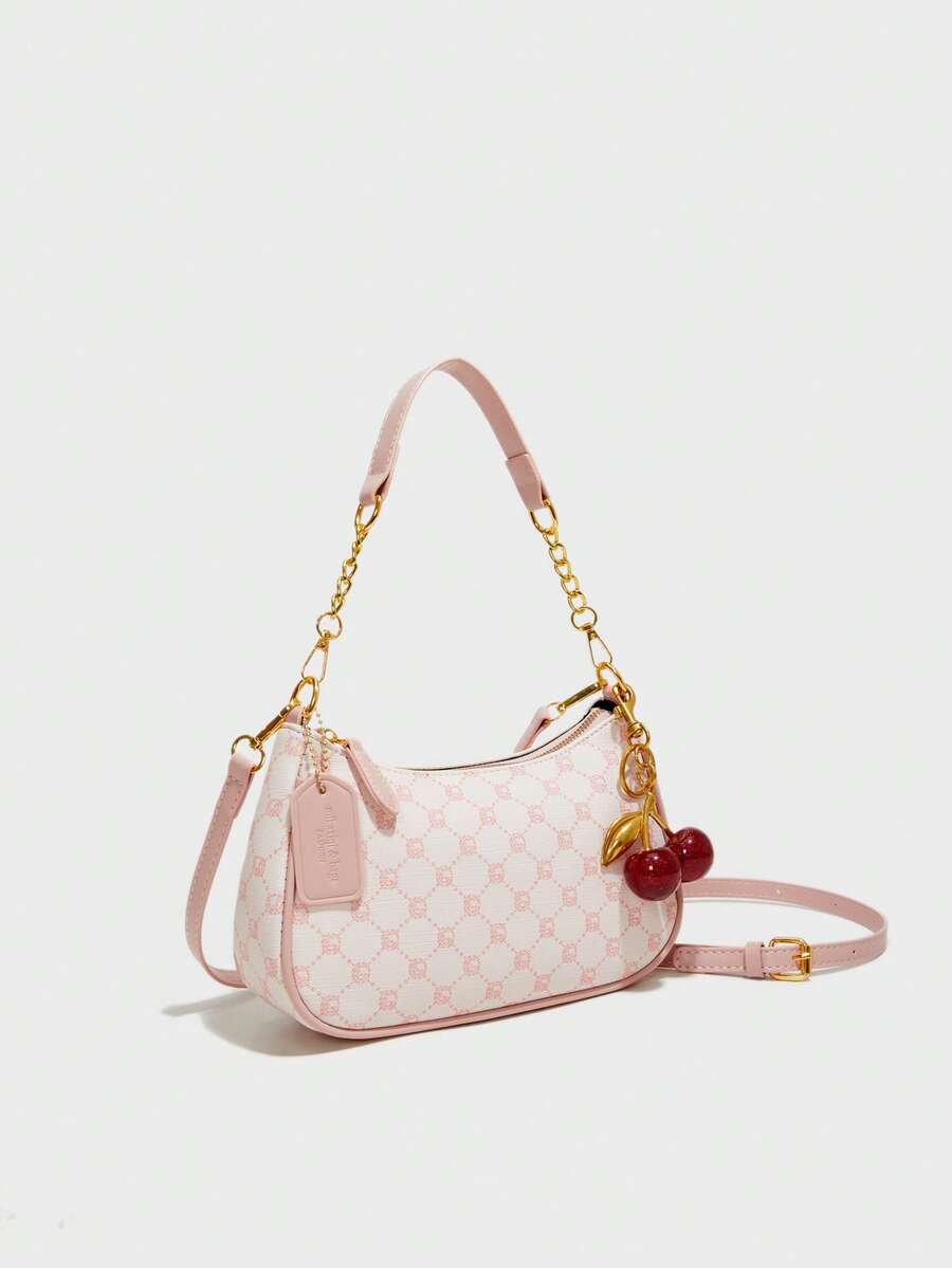 White Ladies' Shoulder Bag Made Of PU Material