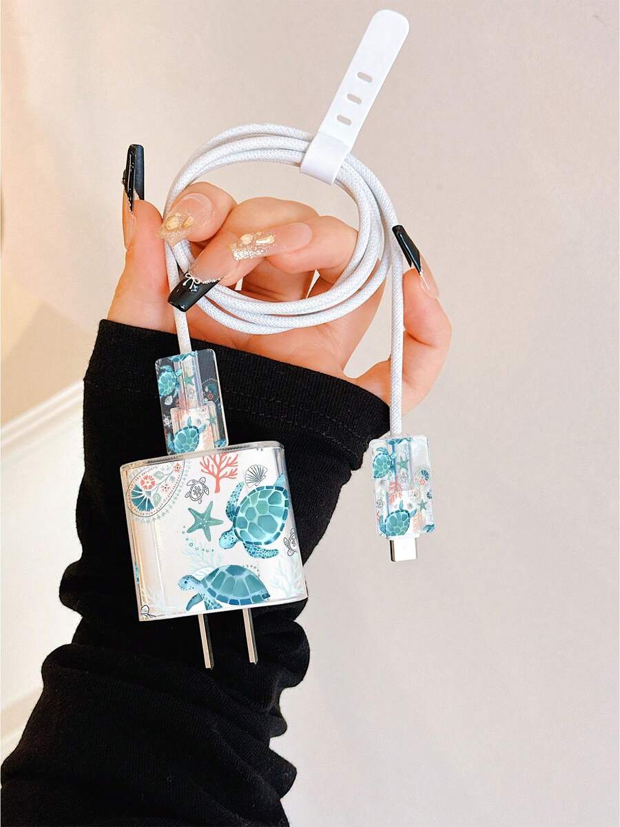 Cute Sea Turtle Design Charger Data Cable Protector Case