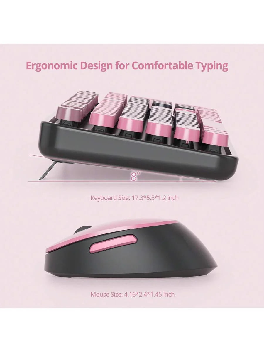 Wireless Keyboard And Mouse Set, Cute Keyboard And Mouse Combo