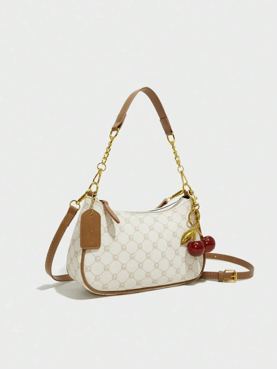White Ladies' Shoulder Bag Made Of PU Material