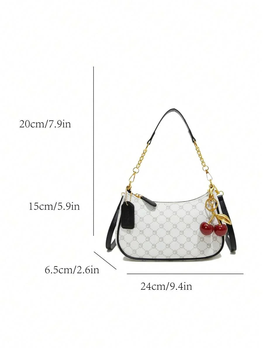 White Ladies' Shoulder Bag Made Of PU Material