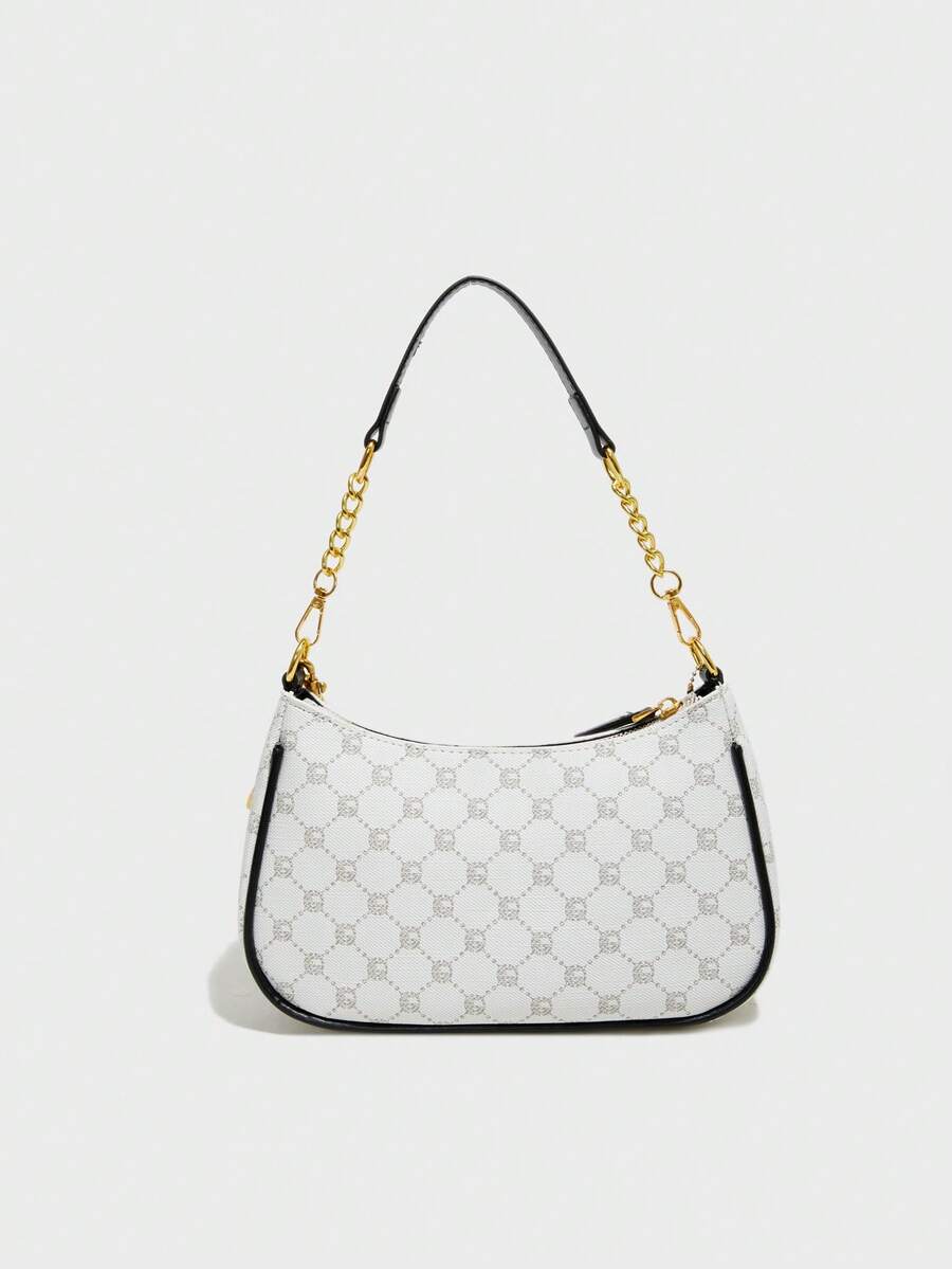White Ladies' Shoulder Bag Made Of PU Material