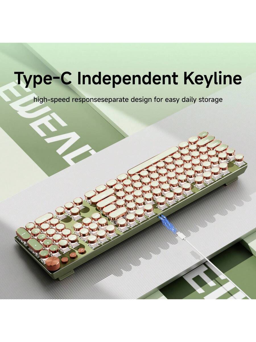 EWEADN Punk Typewriter Mechanical Gaming Keyboard