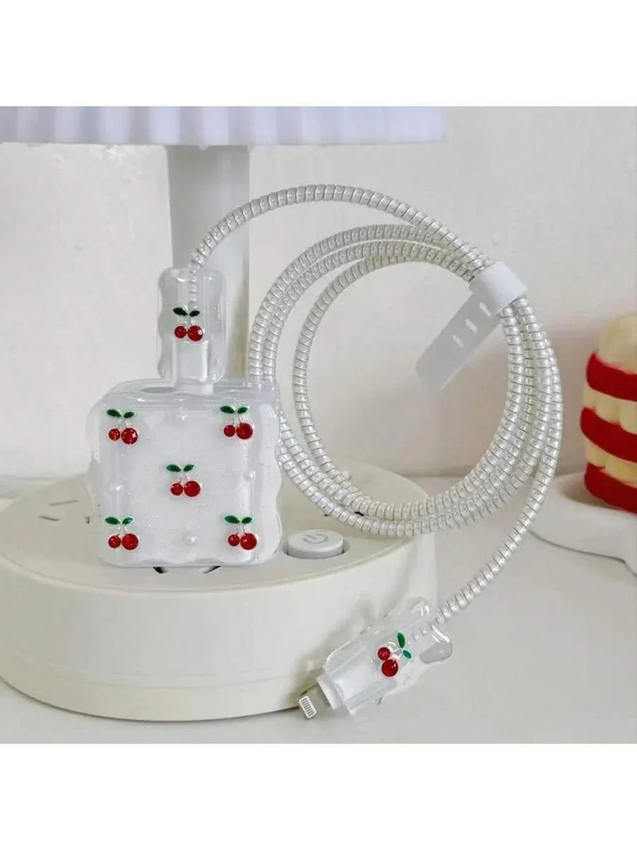 5pcs Cherry Design Charging Cable Protector
