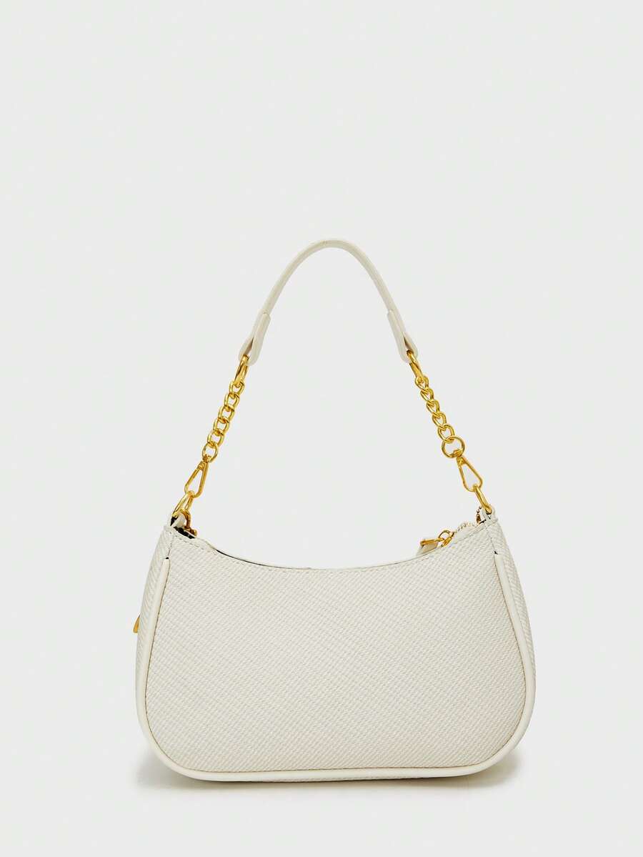White Ladies' Shoulder Bag Made Of PU Material