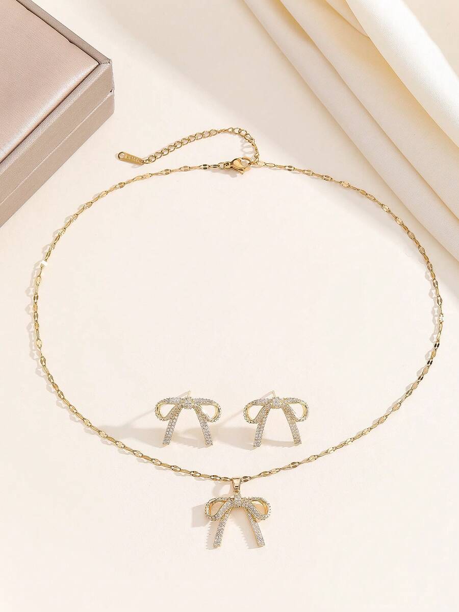 1 Set Stainless Steel Necklace & Earrings