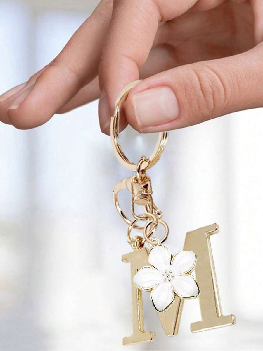 Elegant Metal Heart-Shaped Letter Keychain