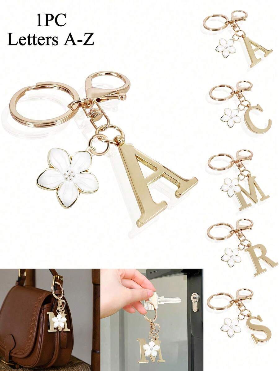 Elegant Metal Heart-Shaped Letter Keychain