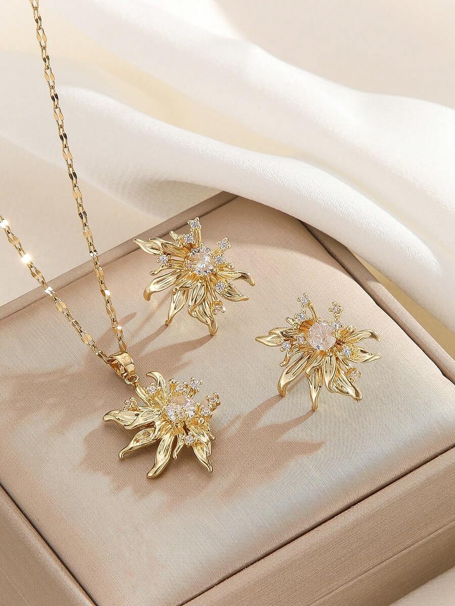 1 Set Stainless Steel Necklace & Earrings
