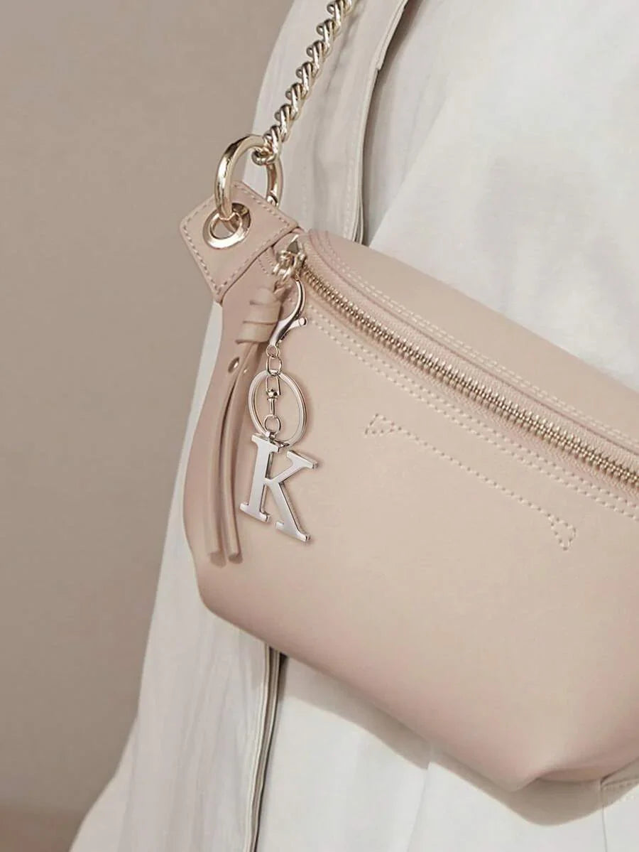 Elegant Metal Heart-Shaped Letter Keychain