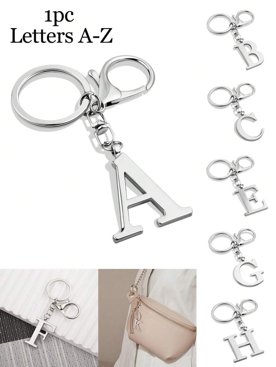 Elegant Metal Heart-Shaped Letter Keychain