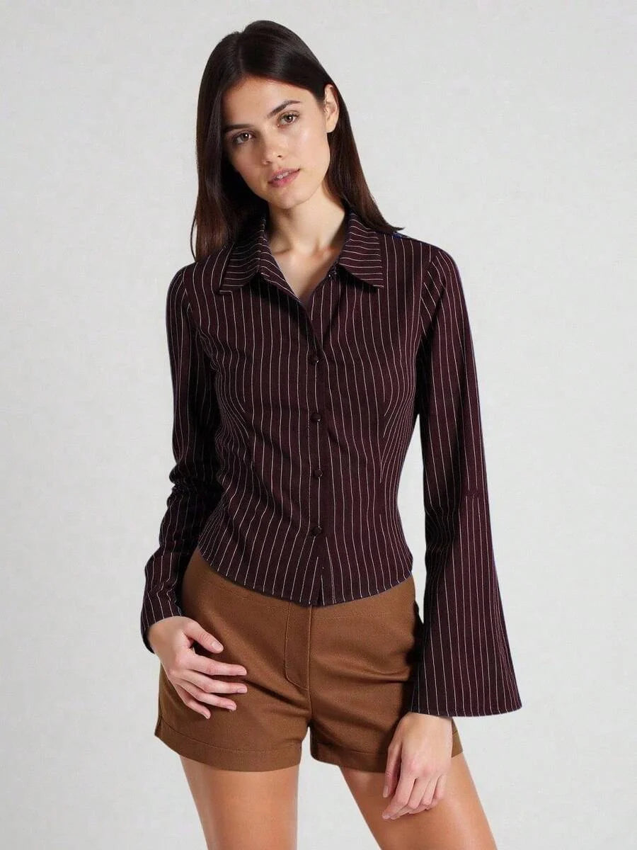 Vela Rue Wine Red Fitted Shirt