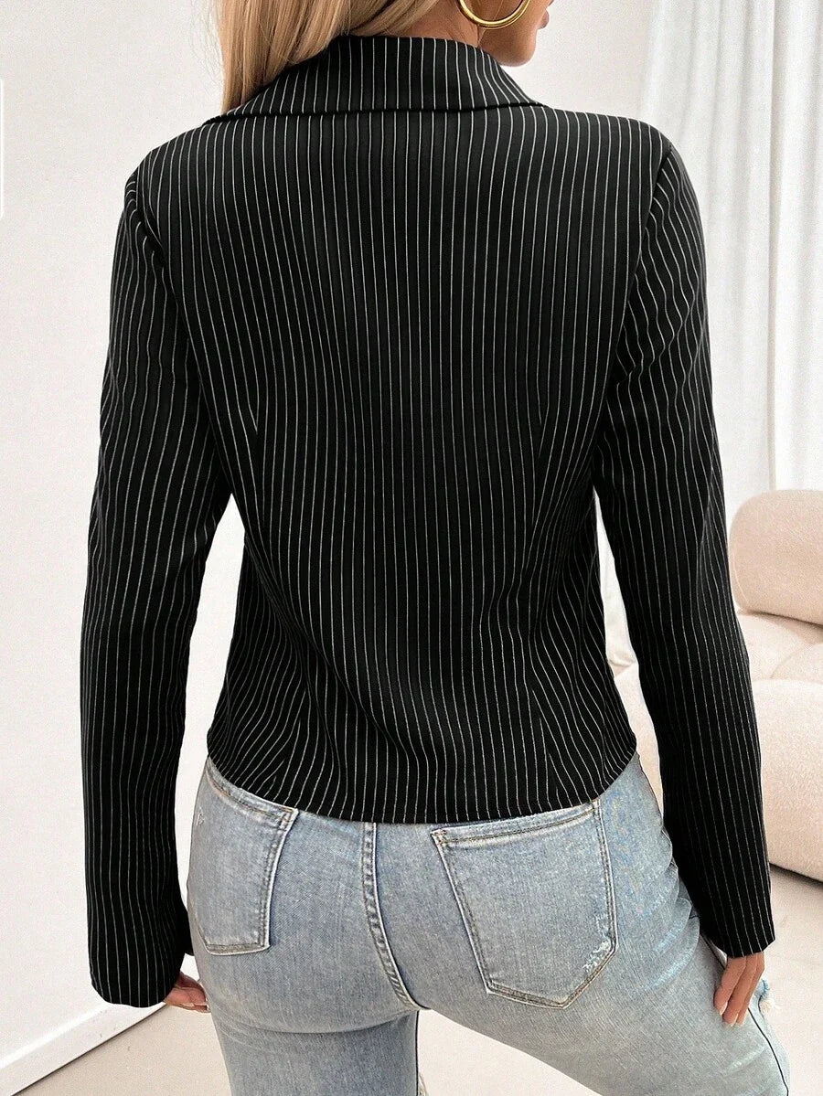 Women Striped Long Sleeve Work Shirt