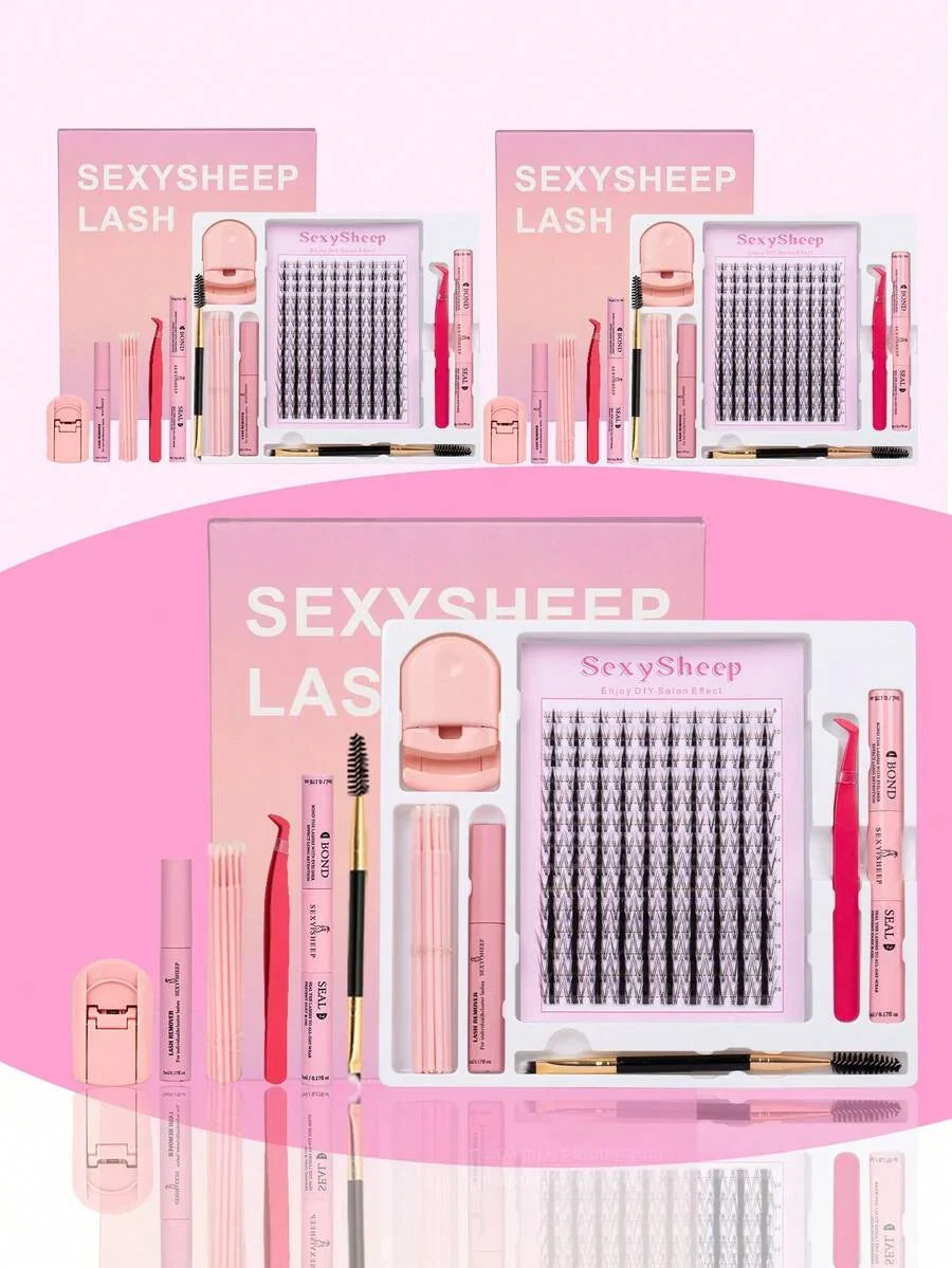 SEXYSHEEP 140pcs D-Curl Fluffy False Eyelashes Mixed Set