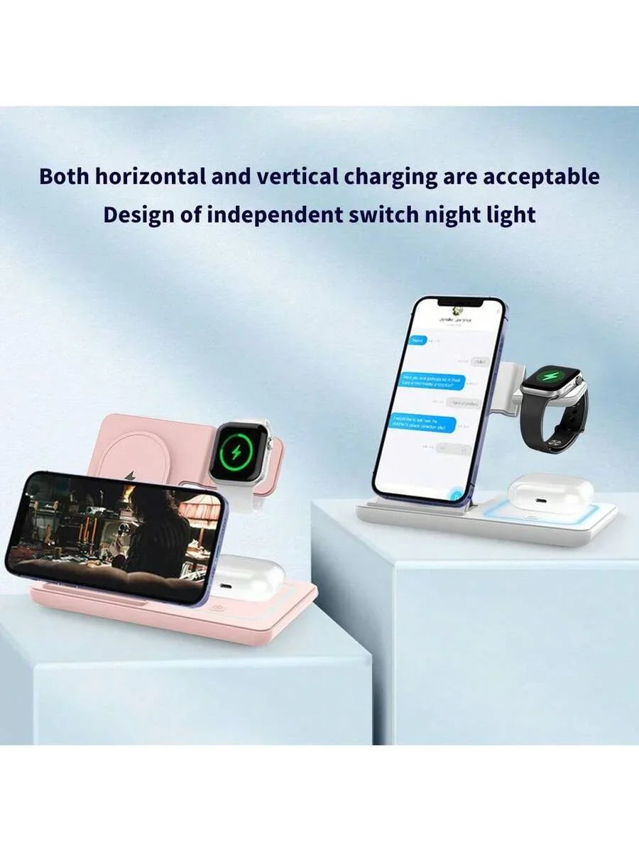 AmSengo 15W Foldable 3-In-1 Fast Wireless Charging Station