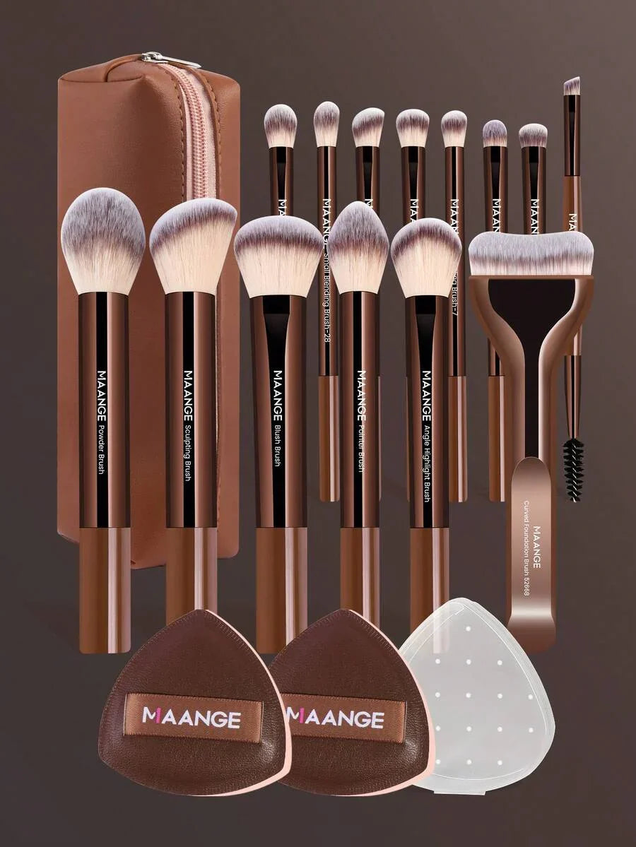 MAANGE Professional Soft Hair Aluminum Tube Makeup Brush Set