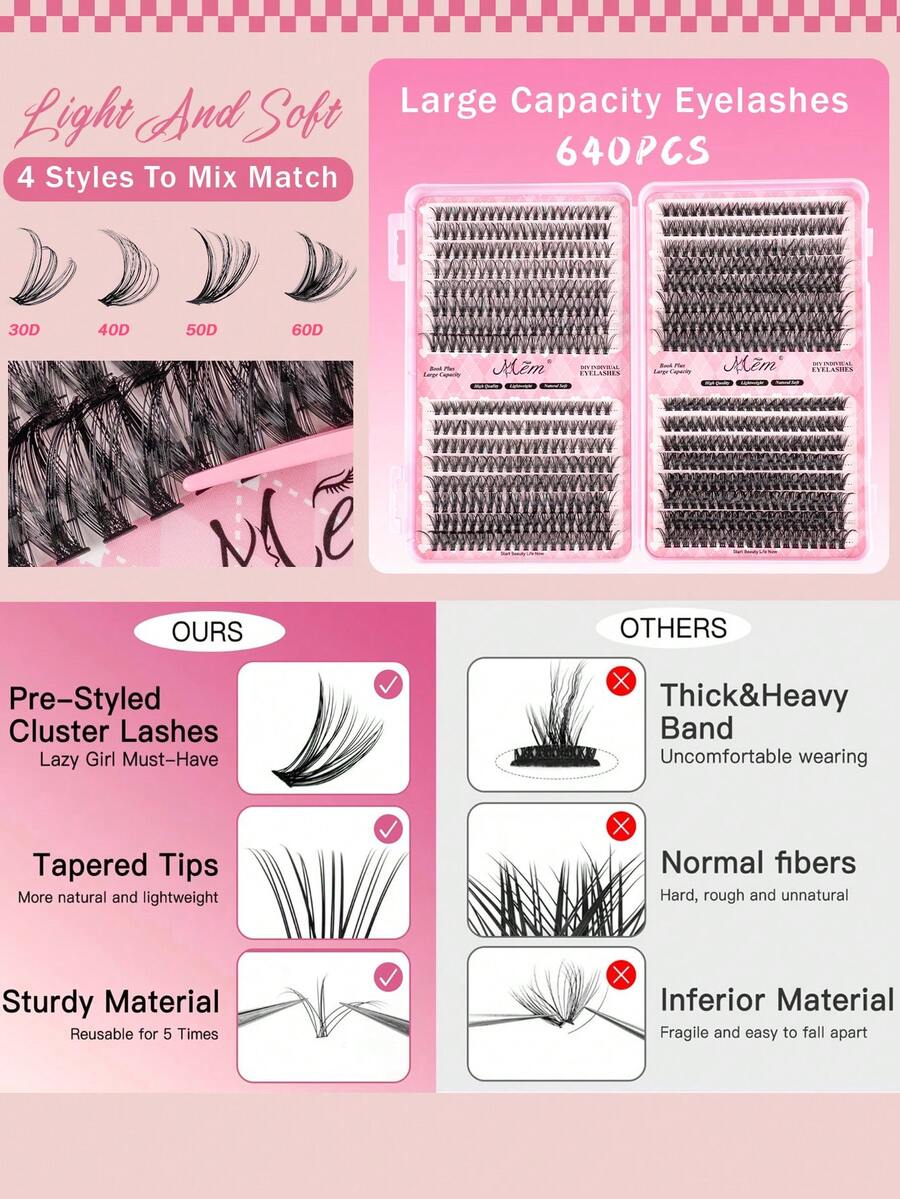 MEM Eyelash Extension Kit, DIY Eyelash Extension Set