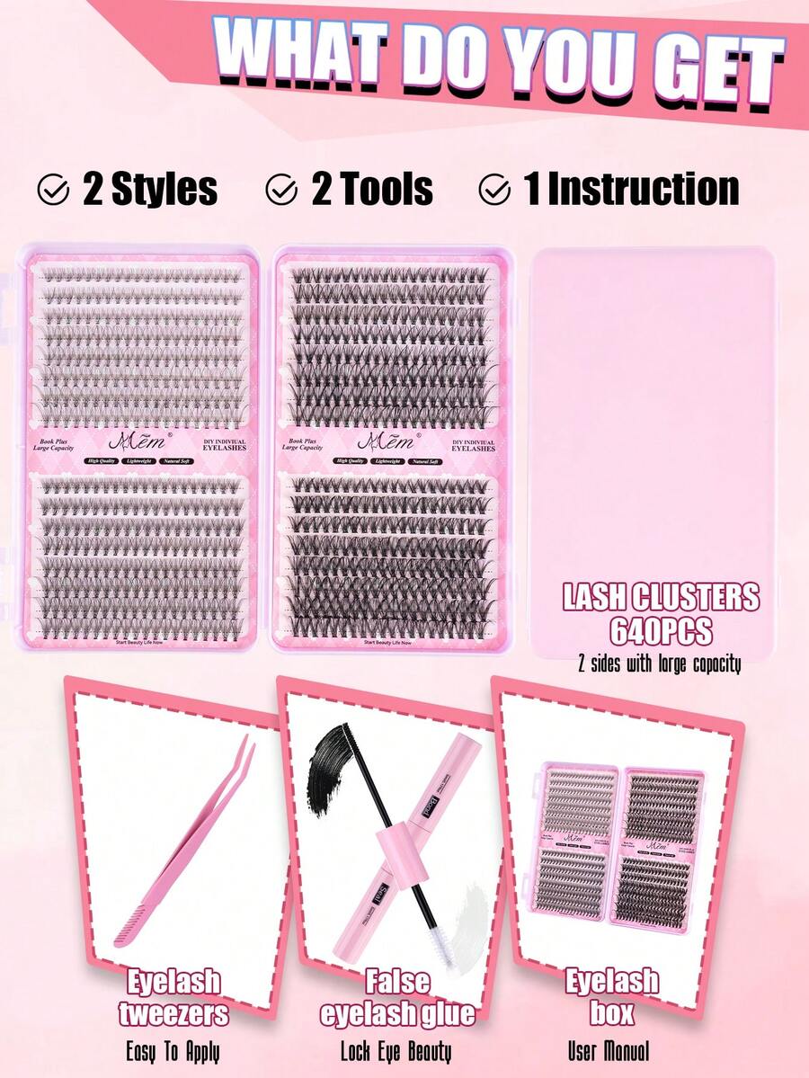 MEM Eyelash Extension Kit, DIY Eyelash Extension Set