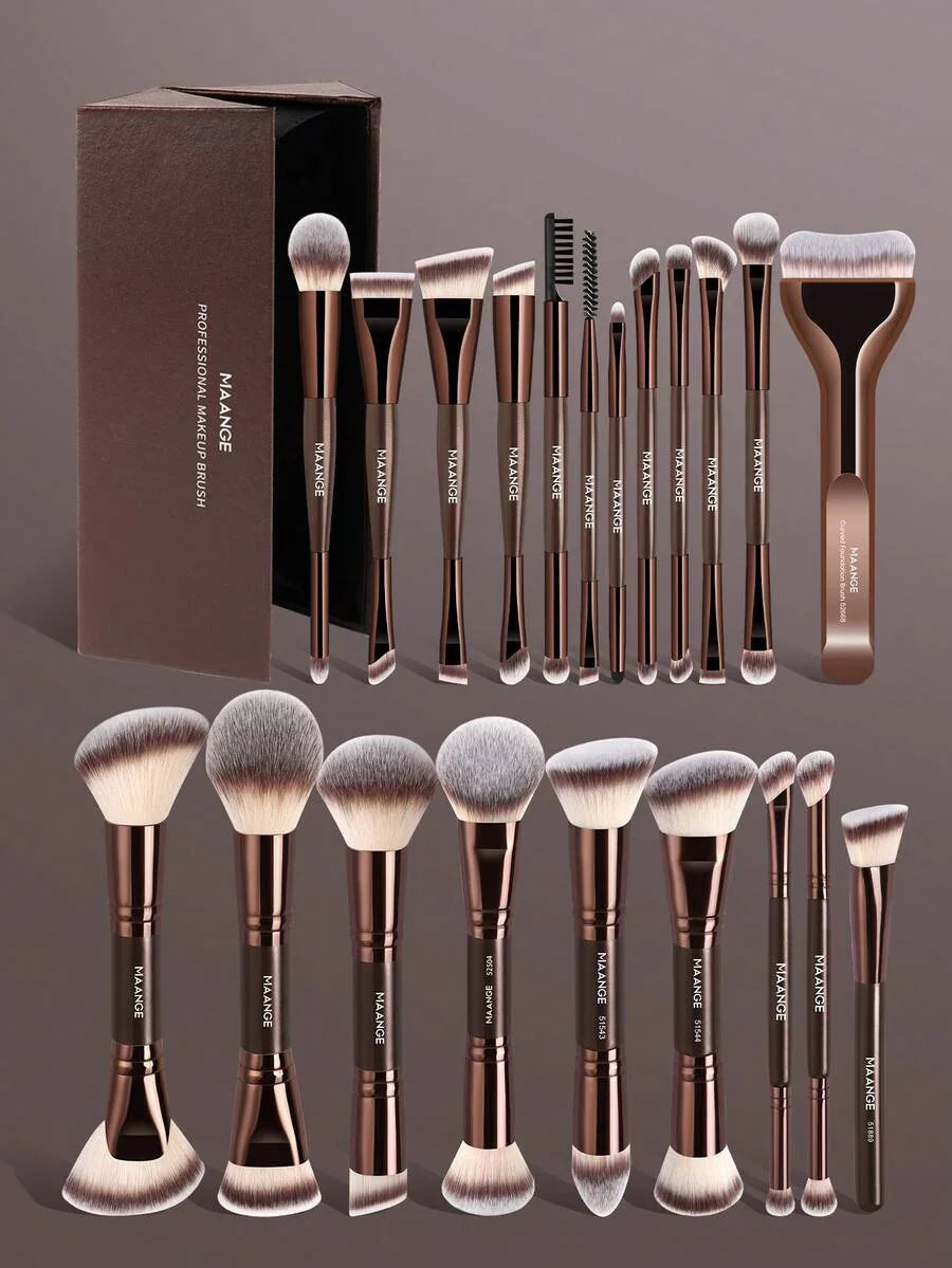 MAANGE Professional Soft Hair Aluminum Tube Makeup Brush Set