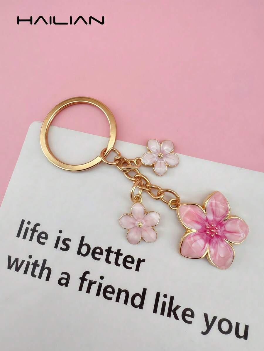 HAILIAN 1pc Sakura Shaped Keychain