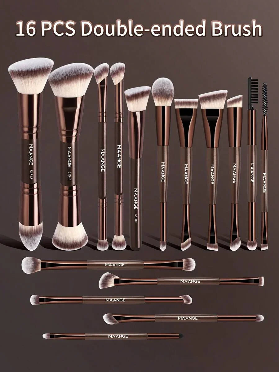 MAANGE Professional Soft Hair Aluminum Tube Makeup Brush Set