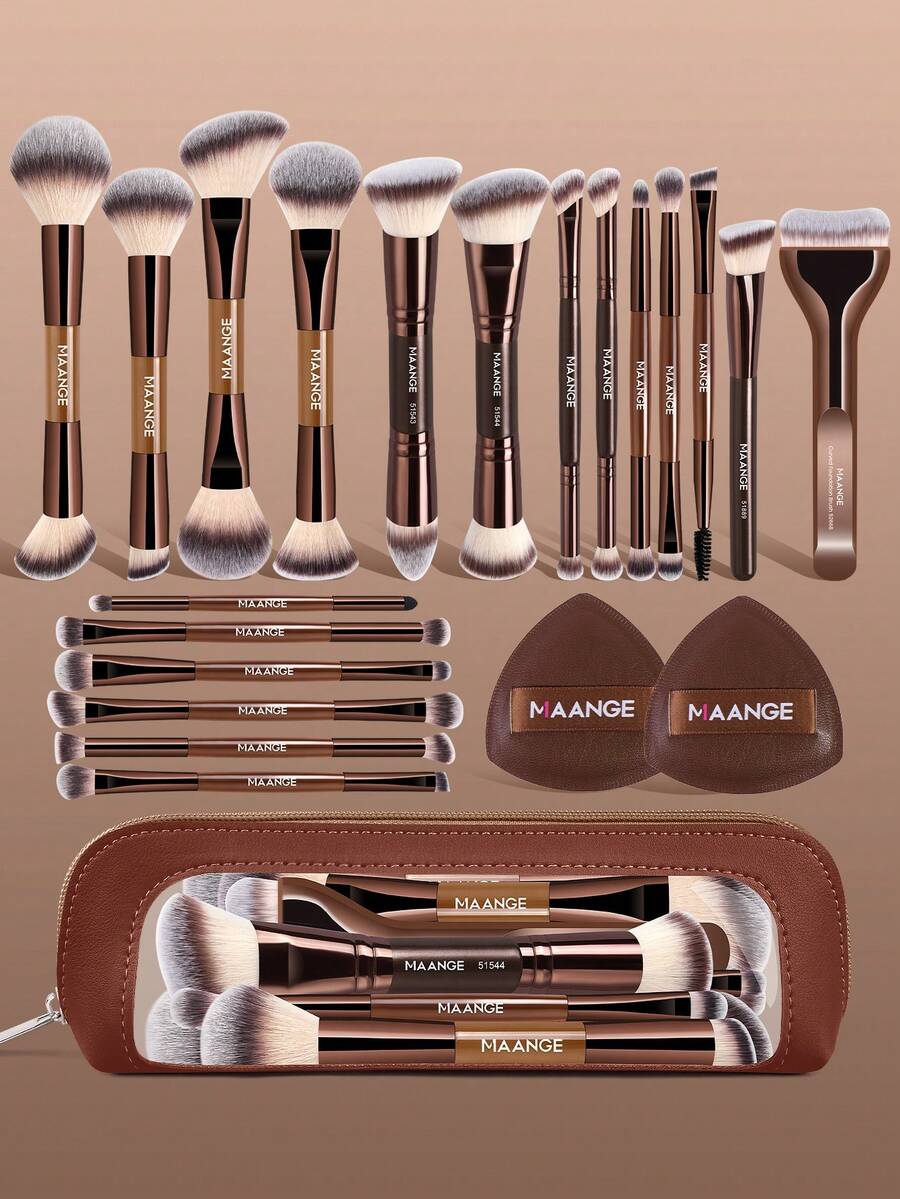 MAANGE Professional Soft Hair Aluminum Tube Makeup Brush Set
