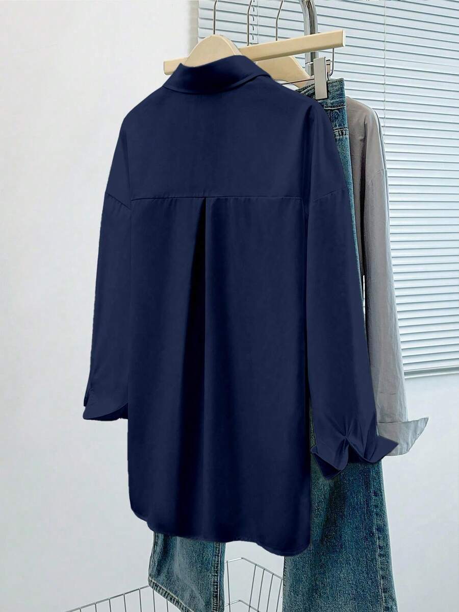 Airaco Women Solid Button-Up Shirt
