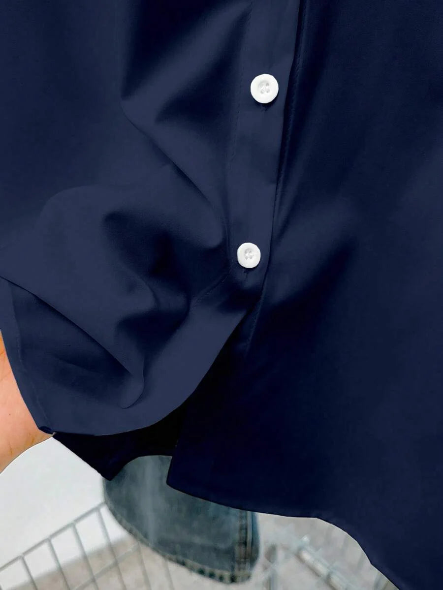 Airaco Women Solid Button-Up Shirt