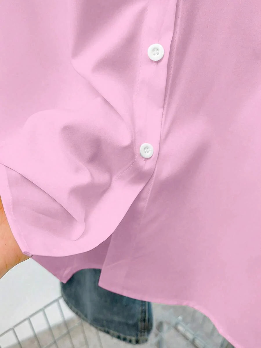 Airaco Women Solid Button-Up Shirt