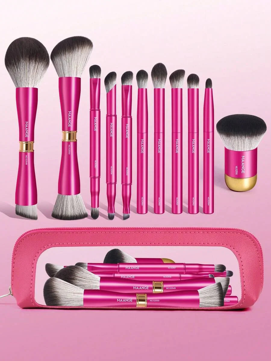MAANGE Professional Soft Hair Aluminum Tube Makeup Brush Set