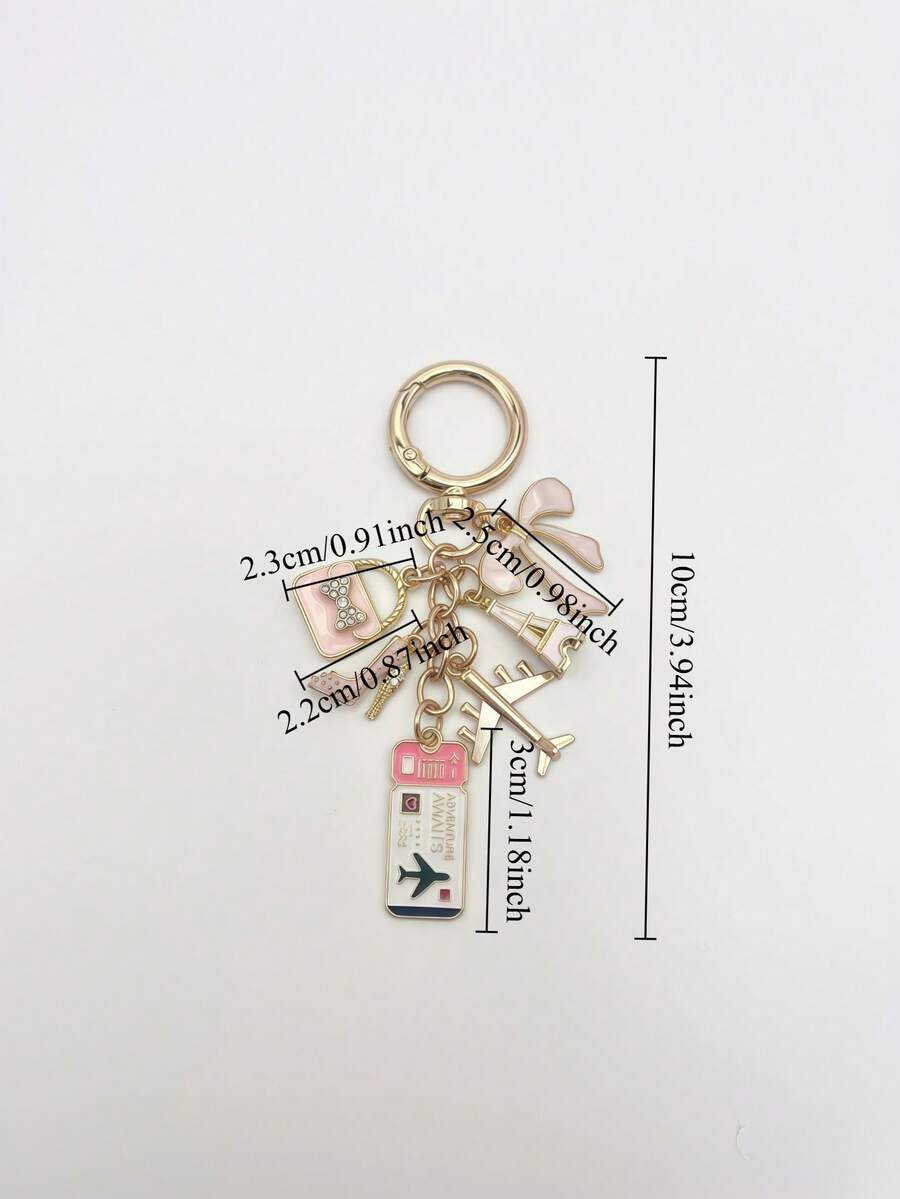1pc Elegant Pink Bow Travel Keychain Pendant