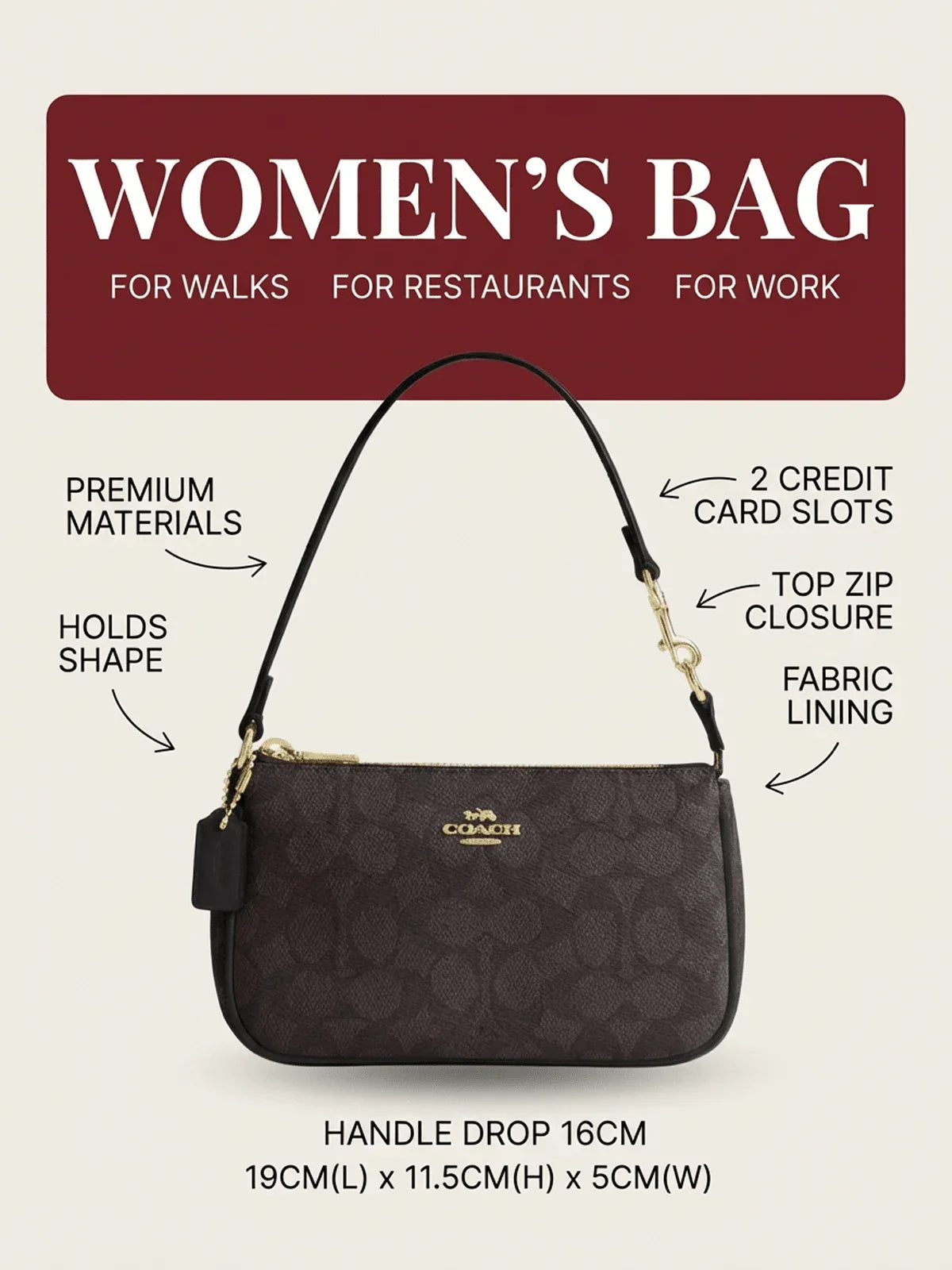 Coach Authentic Nolita 19 Women's Wristlet Crossbody Bag Tan