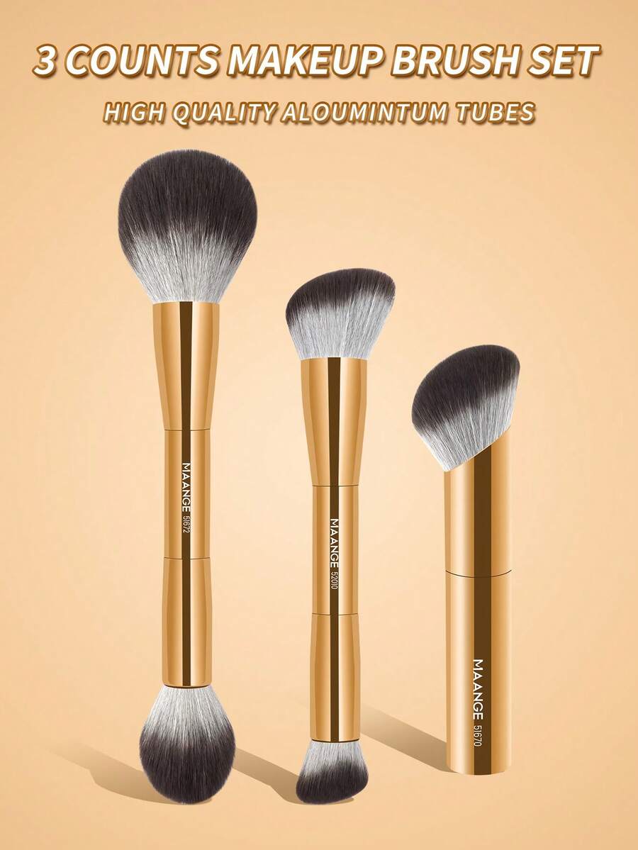 MAANGE Professional Soft Hair Aluminum Tube Makeup Brush Set