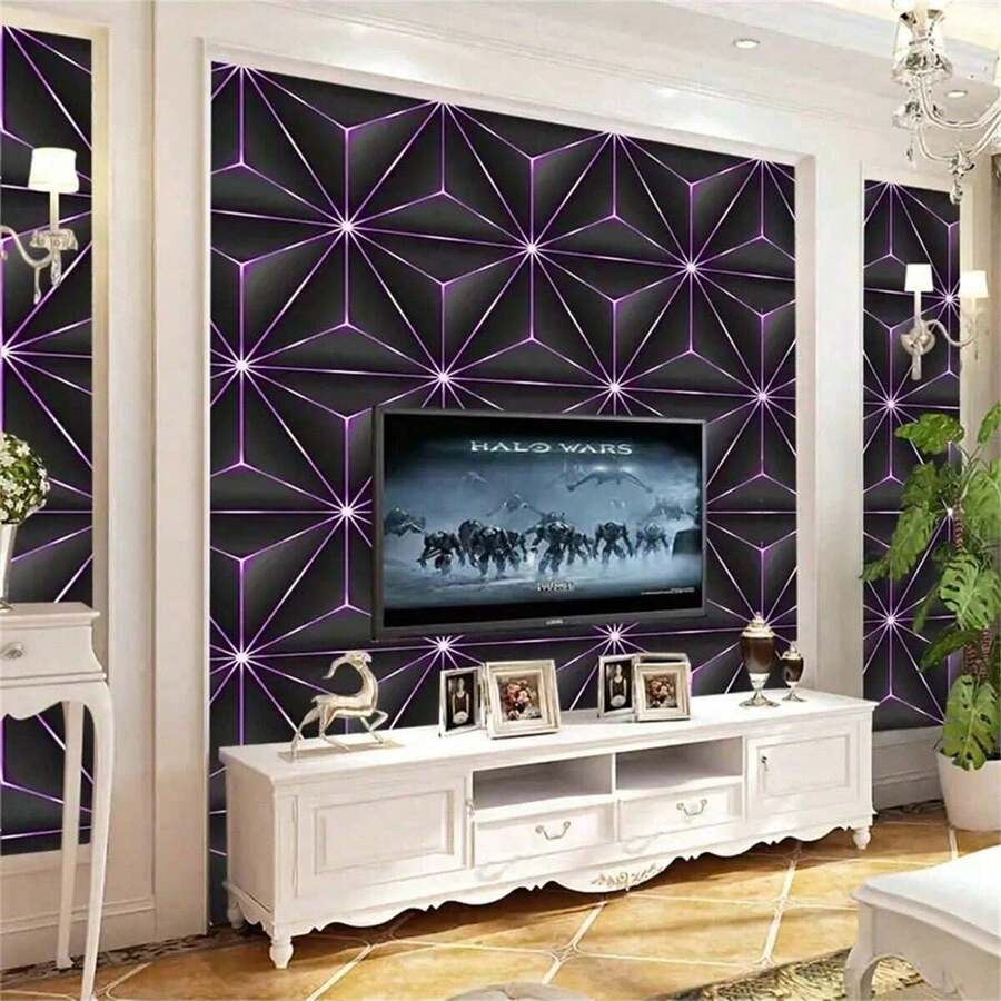 1 Roll 3D Luminous Wallpaper, Modern Tech Style