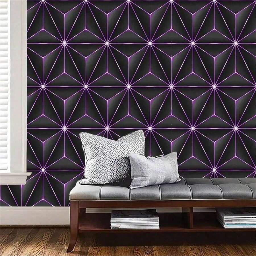 1 Roll 3D Luminous Wallpaper, Modern Tech Style