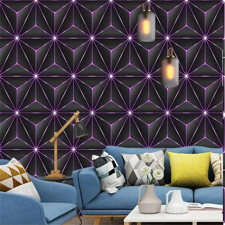 1 Roll 3D Luminous Wallpaper, Modern Tech Style