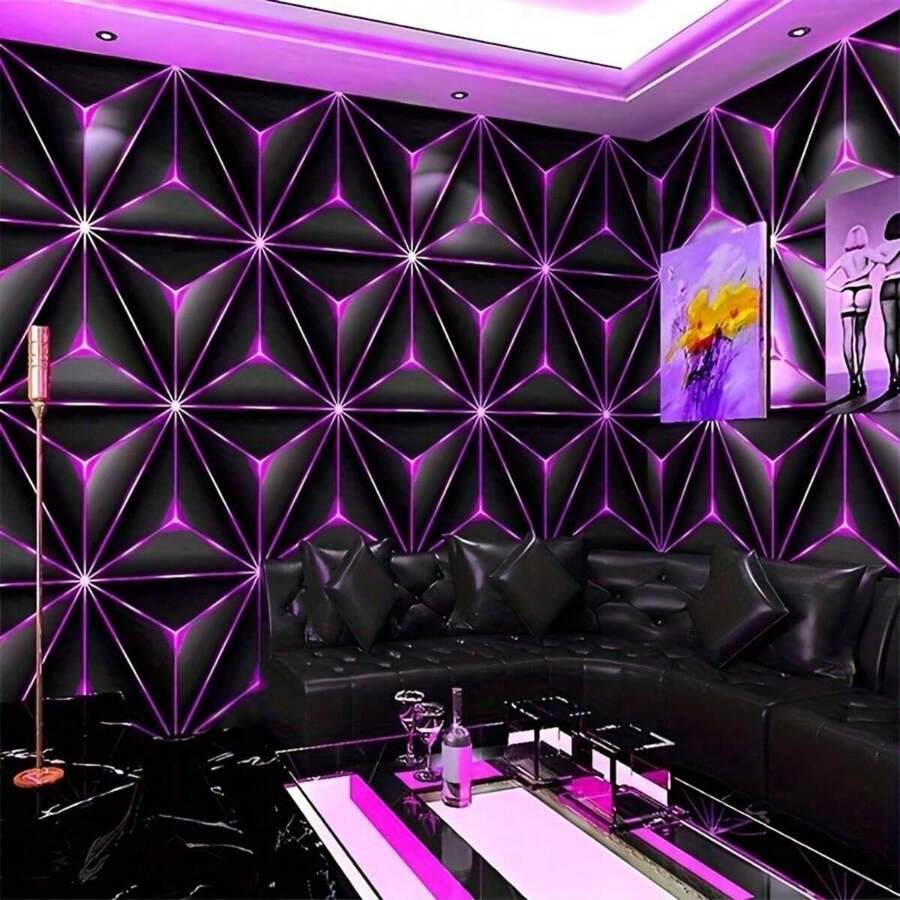 1 Roll 3D Luminous Wallpaper, Modern Tech Style