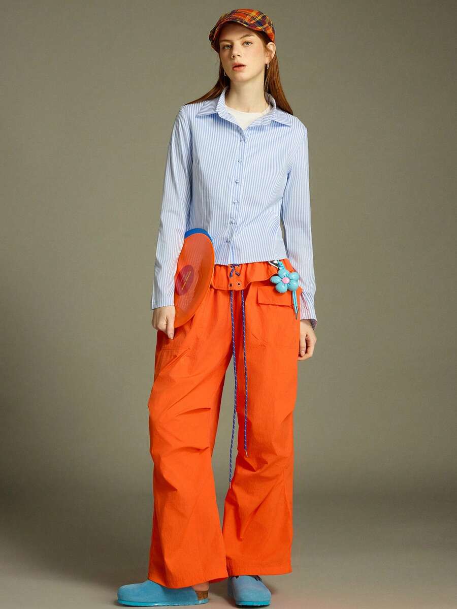 Women Striped Long Sleeve Work Shirt