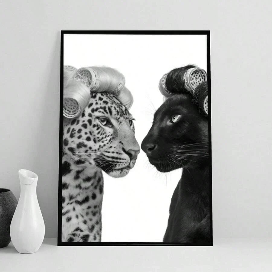 Leopard Cheetah Mural Decorative Canvas Painting Pink Fashion