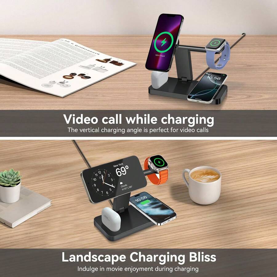 Fast Charging 3-In-1 Wireless Charger 4 In 1 Magnetic Wireless Charger Stand