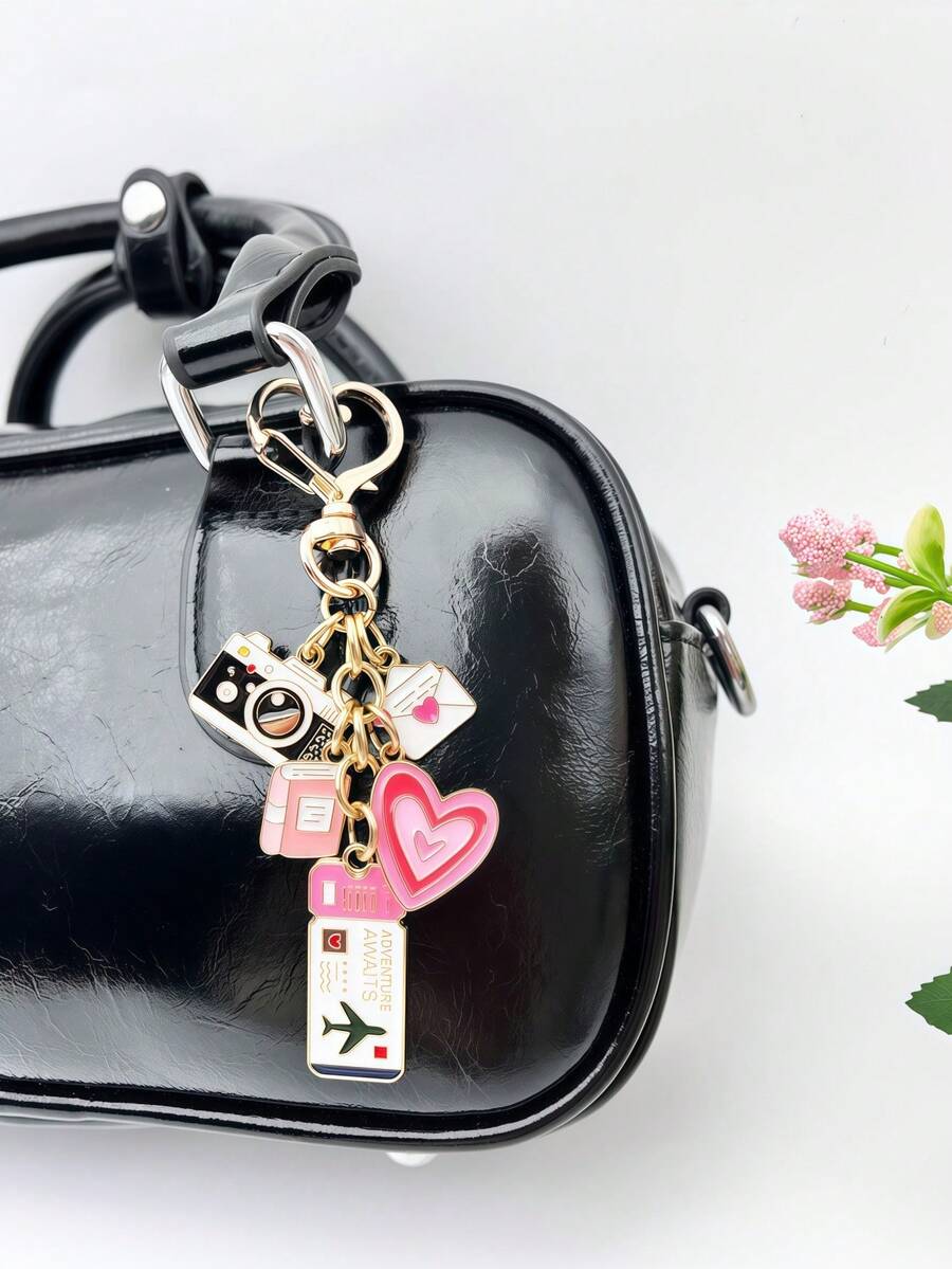 1pc Elegant Pink Bow Travel Keychain Pendant