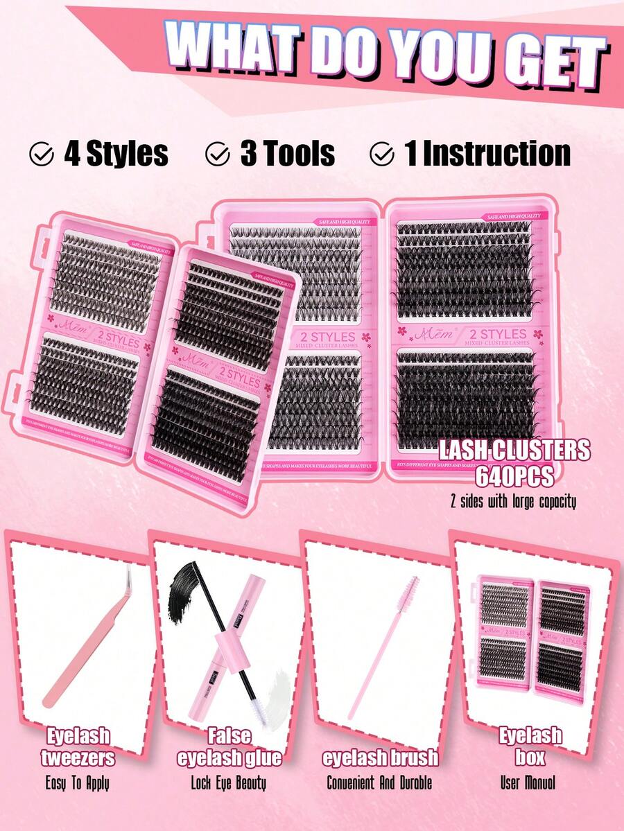 MEM Eyelash Extension Kit, DIY Eyelash Extension Set