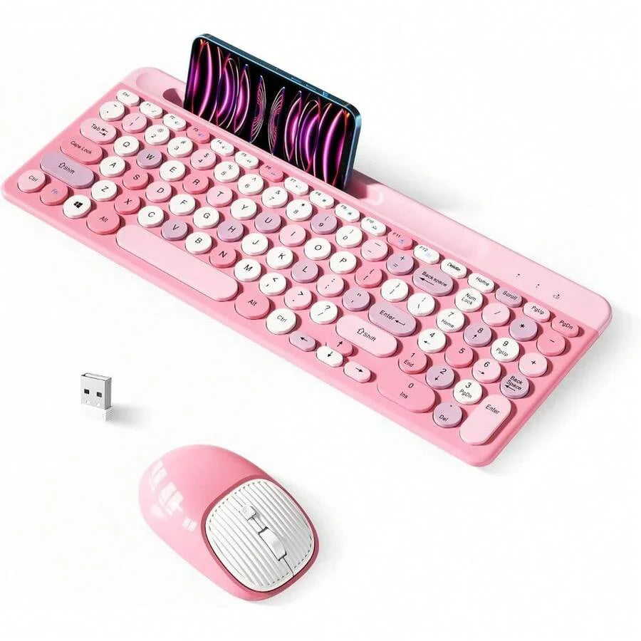 Retro Wireless Keyboard With Round Keycaps